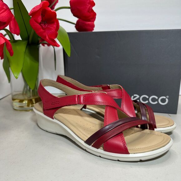 New Ecco Felicia Leather Wedge Sandal Chili Red 216513 Women's 11-11.5/EU42 NWB - Picture 6 of 10